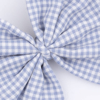 Angel Dear Micro Gingham Blue Blizzard | Bow on Headband