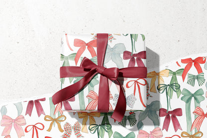 Festive Holiday Bows Wrapping Paper - 3 Sheet Roll