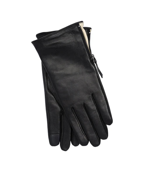 Leather Gloves with Zipper- Black