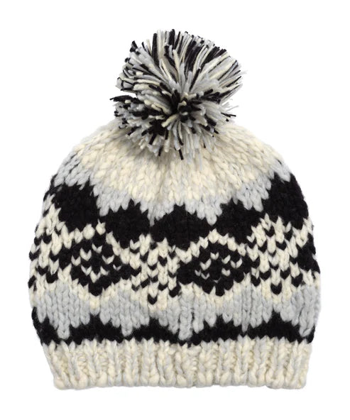 Graphic Fairisle Beanie- Black and Cream