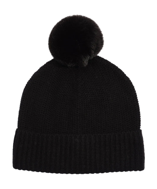 Wool/Cashmere Honeycomb Beanie- Black