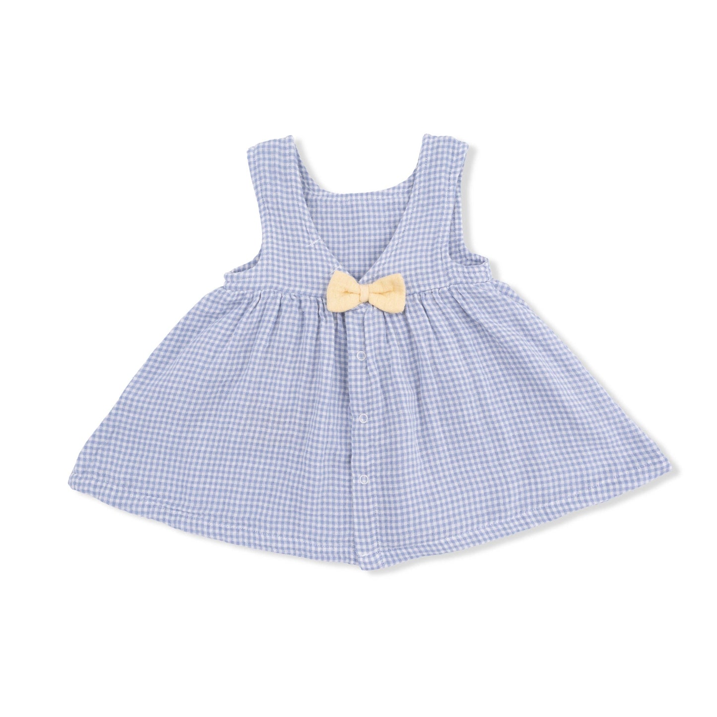 Angel Dear Micro Gingham Blue Blizzard | Infant Dress with Bow and Bloomer