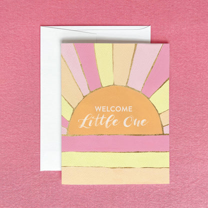 Welcome Little One Retro Sun Greeting Card
