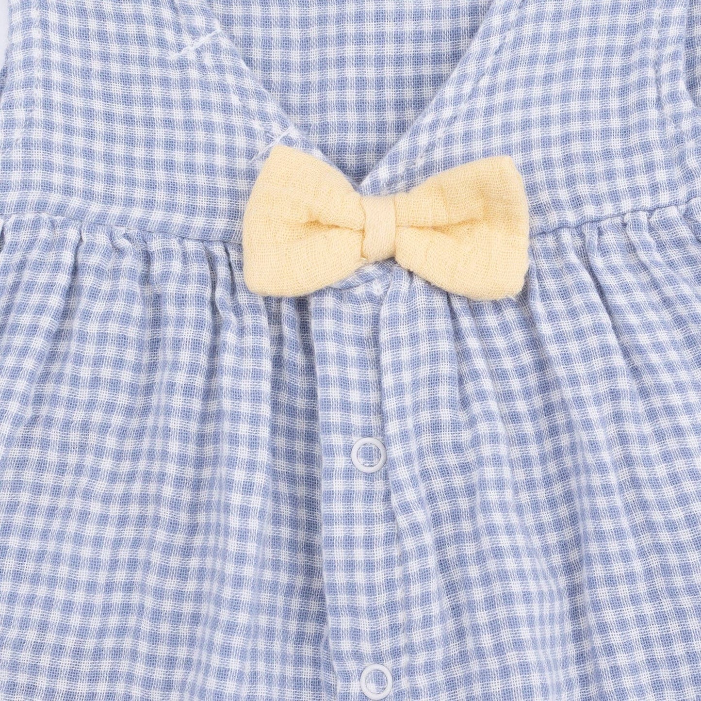 Angel Dear Micro Gingham Blue Blizzard | Infant Dress with Bow and Bloomer
