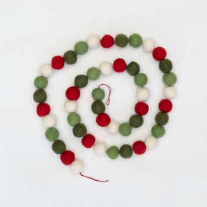 Christmas Garland | Red Green White Balls