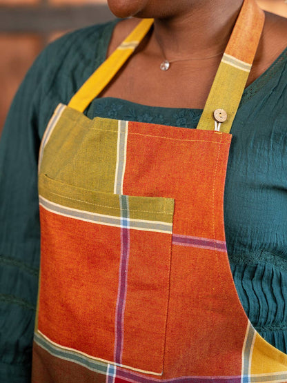 April Cornell Colorblock Plaid Chef Apron | Multi