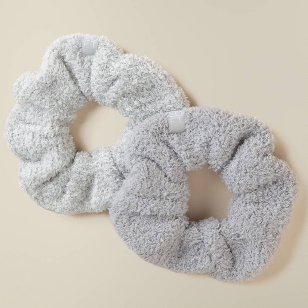 Softies Hair Scrunchie 2 Pack in Heather & Solid Marshmallow: Grey