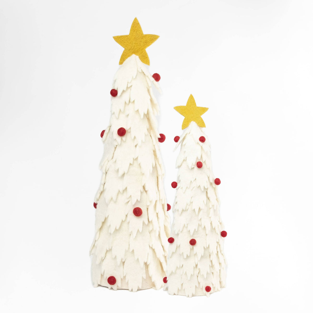 Felt Christmas Tree | White with Red Balls Small