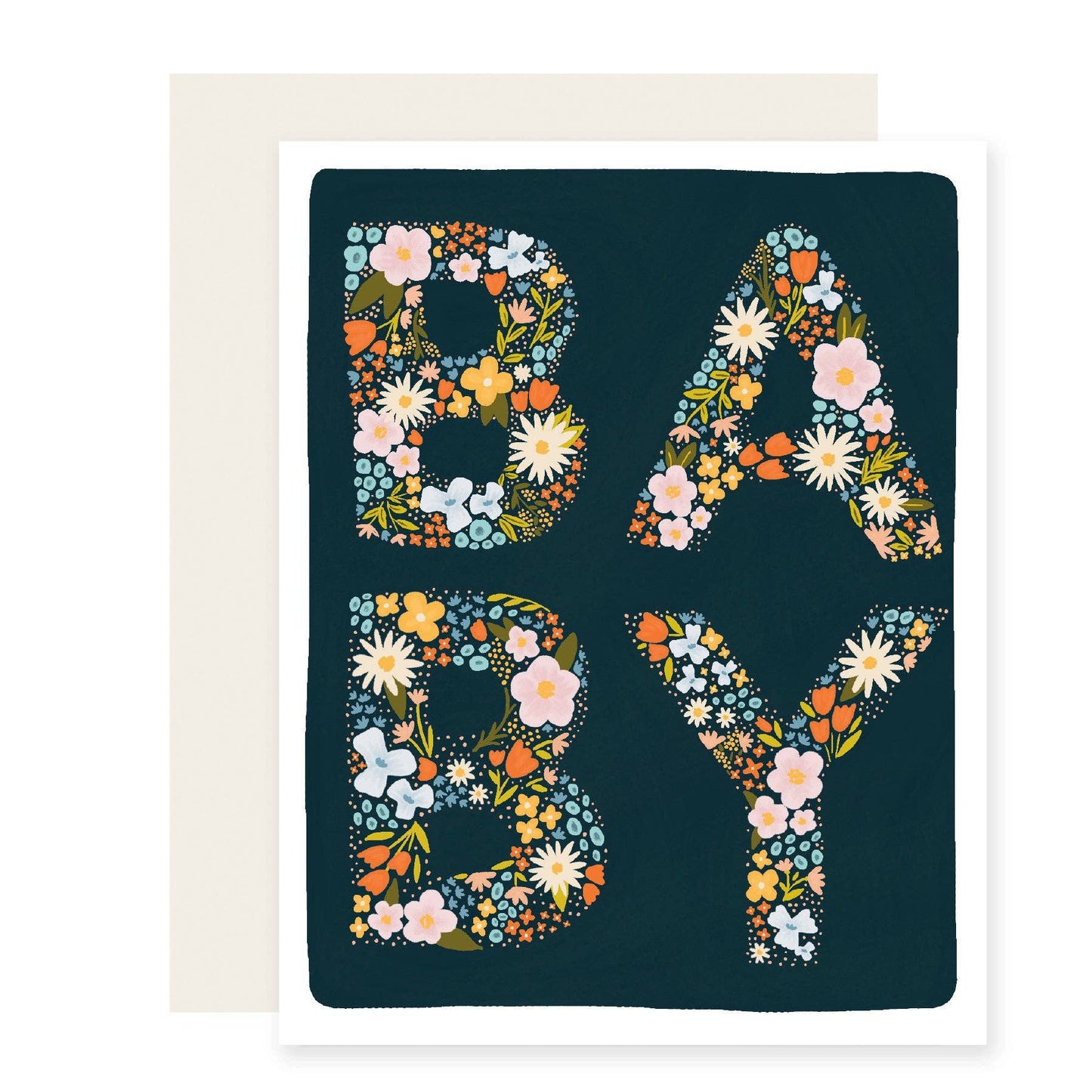 Floral Baby Letters Greeting Card