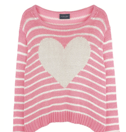 Wooden Ships Amelia Heart L/S Crew Cotton-Pink/White/Cream