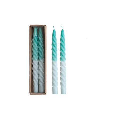 Swirl Taper Candles- Mint and Aqua