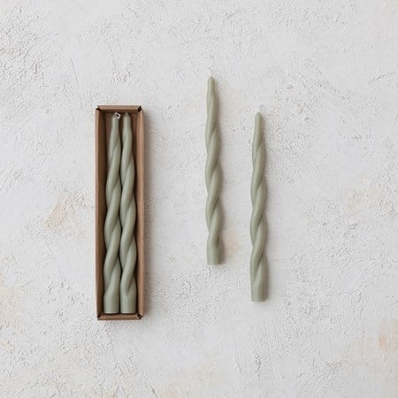 10" Twist Gray Taper Candle