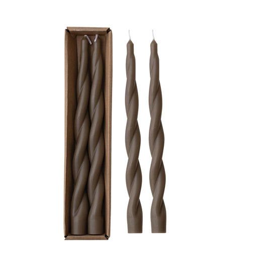 10" Twist Brown Taper Candle
