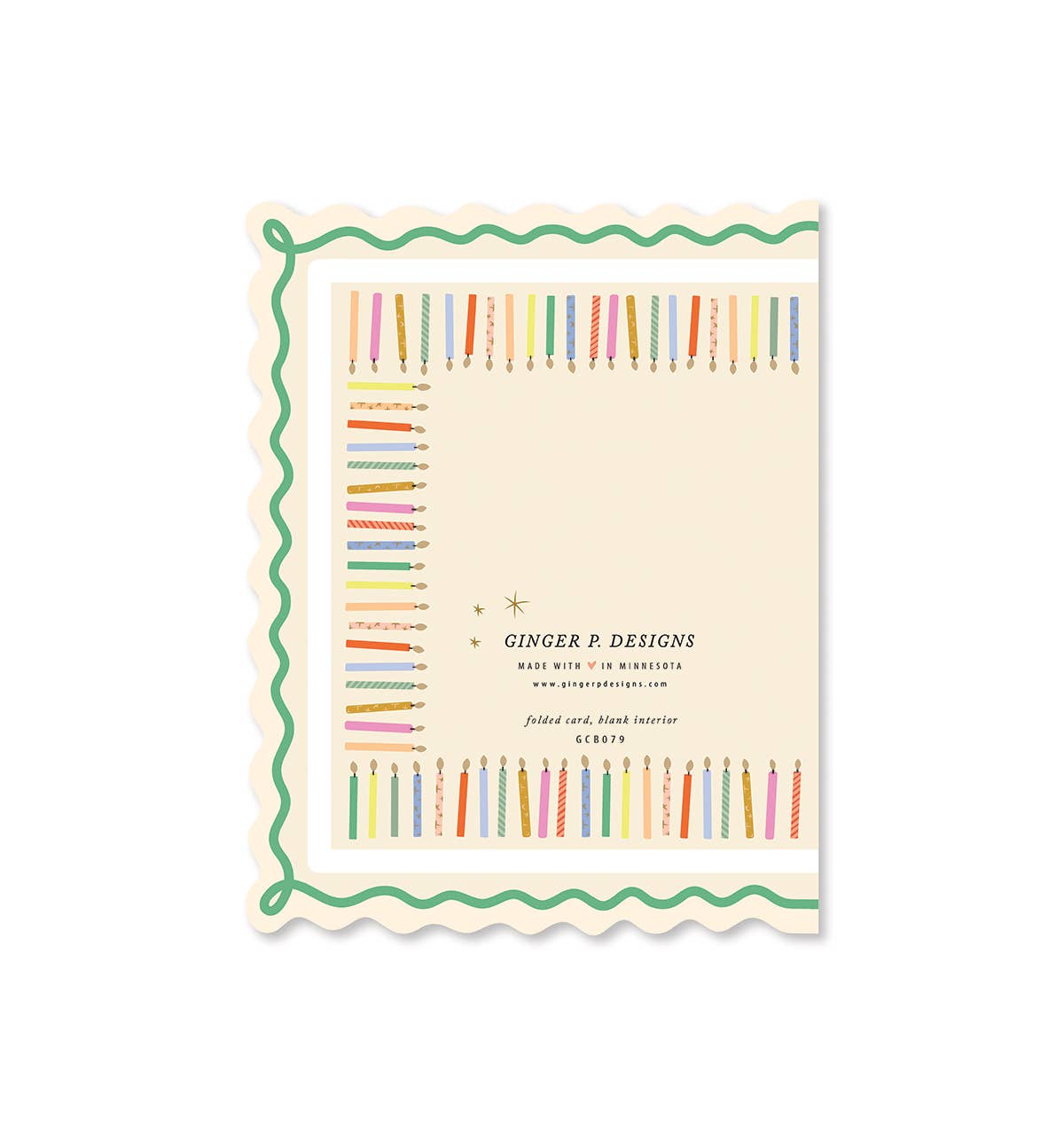 Ginger P. Designs Cake and Candles Scallop Greeting Card | Birthday