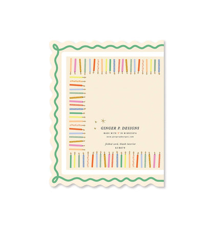 Ginger P. Designs Cake and Candles Scallop Greeting Card | Birthday