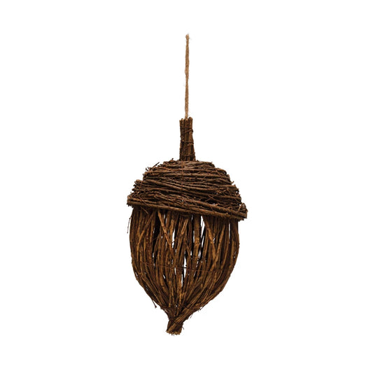 Hand-Woven Rattan Acorn Ornament