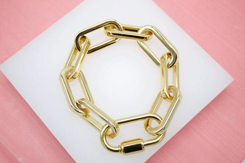 Cable Chunky Large Paperclip Bracelet Gold