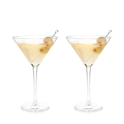 Stemmed Crystal Martini Glasses Set of 2