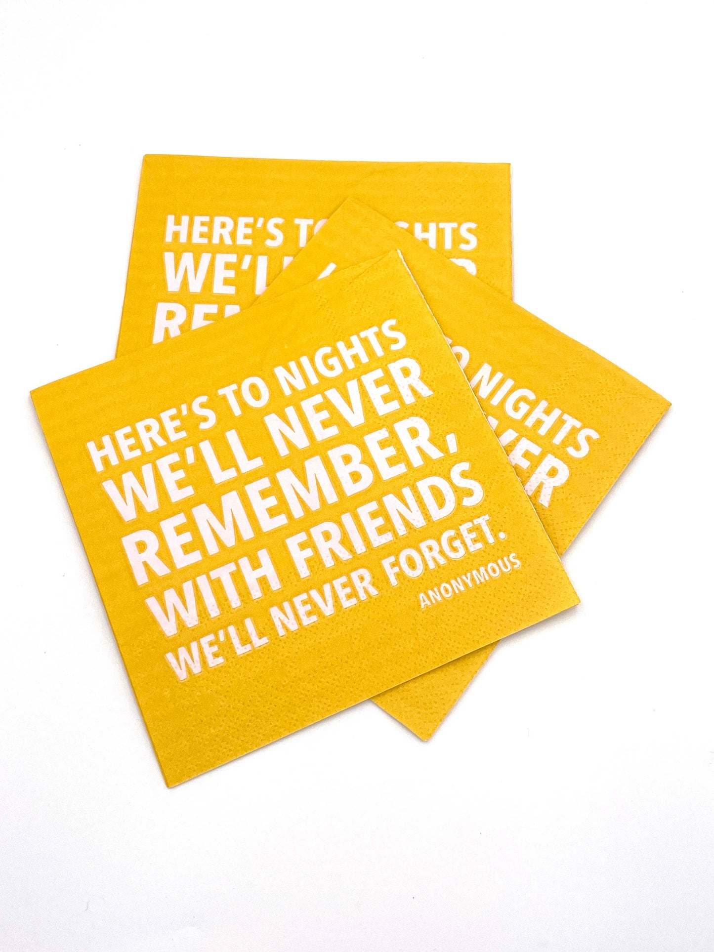 To Nights We'll Never Remember Paper Cocktail Napkin