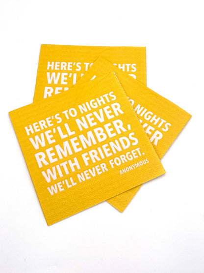 To Nights We'll Never Remember Paper Cocktail Napkin