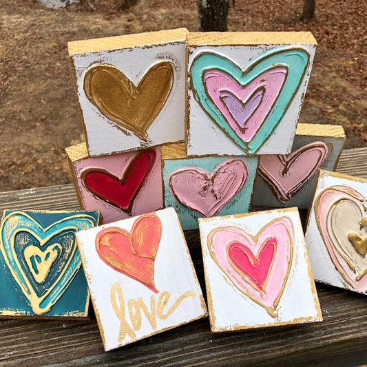 3x3 Textured Heart Valentine Wood Block