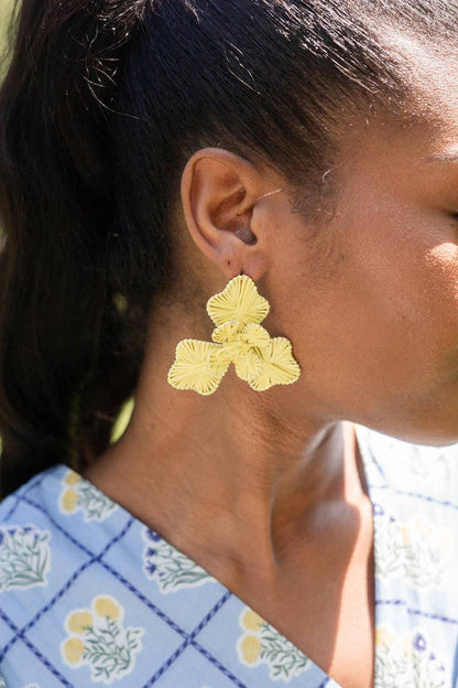 Lisi Lerch Kaia Natural Raffia Flower Earring