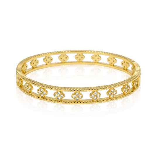 Gold Gracie CZ Clover Bangle