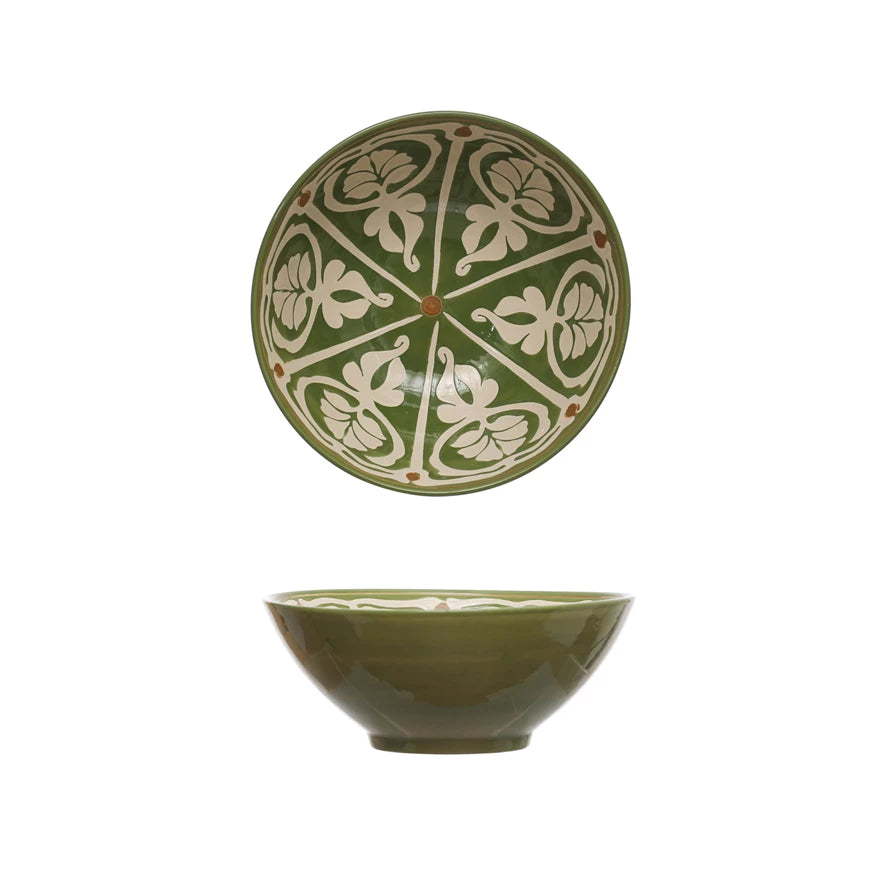 Green Round Stoneware Bowl
