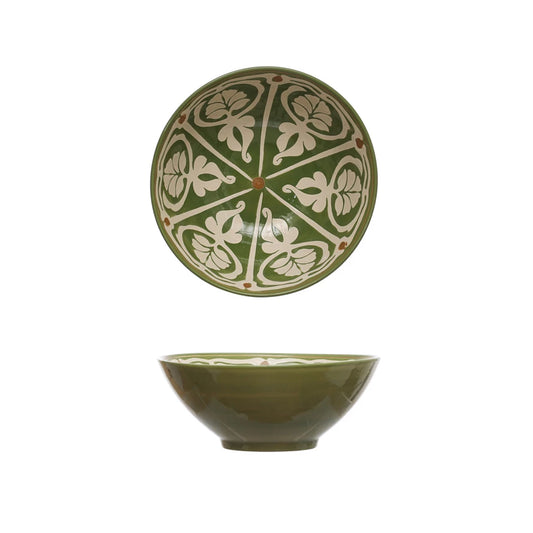 Green Round Stoneware Bowl