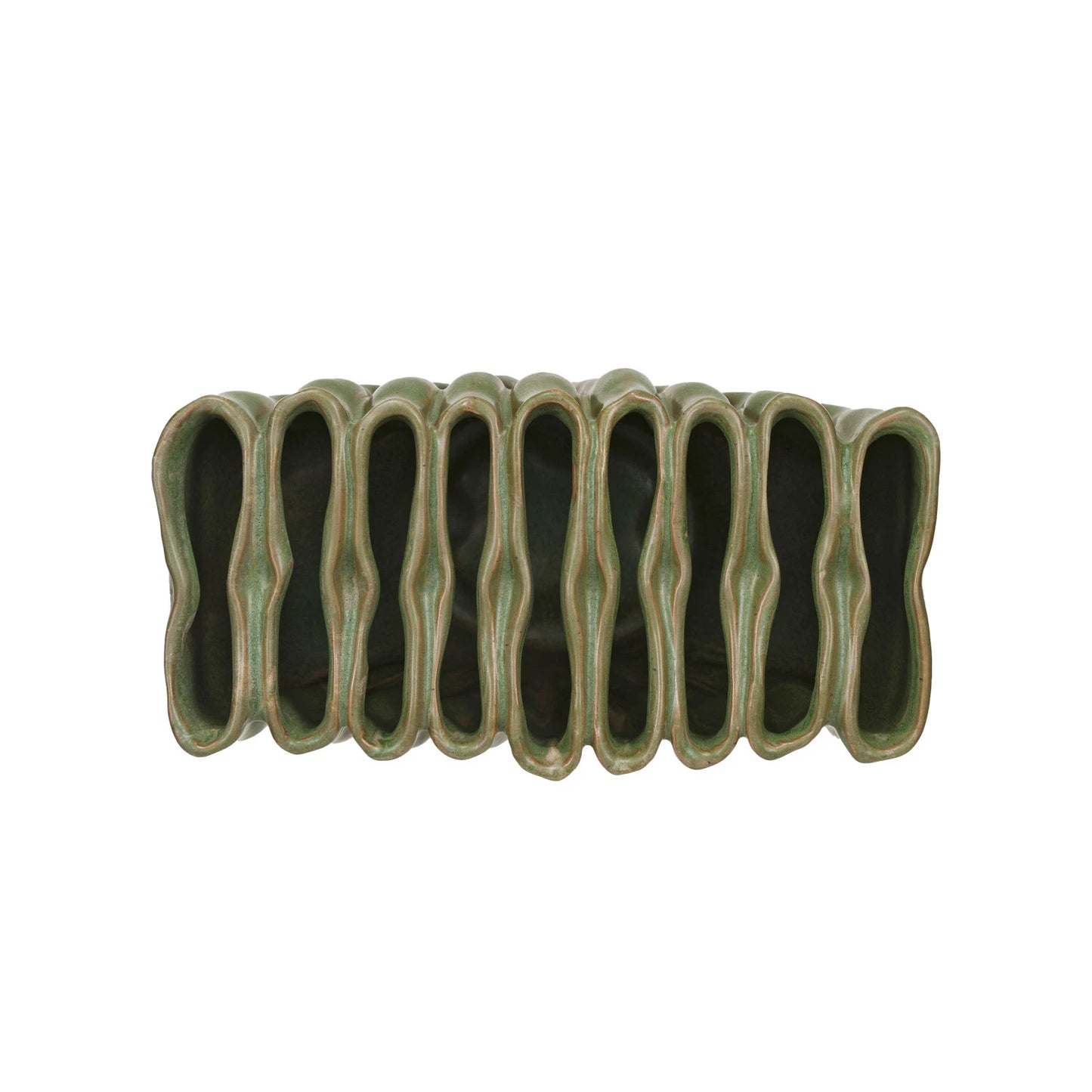 Green Stoneware Sectioned Vase