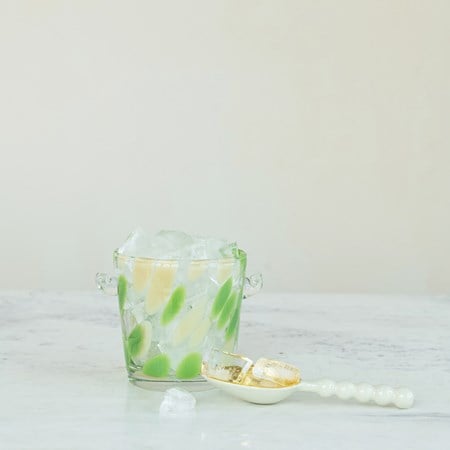 Enameled Gold Scoop with Mint Handle