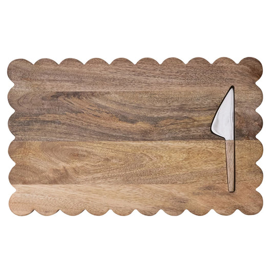 Mango Wood Serving Board with Knife