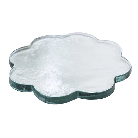 Round Pressed Glass Scalloped Tray