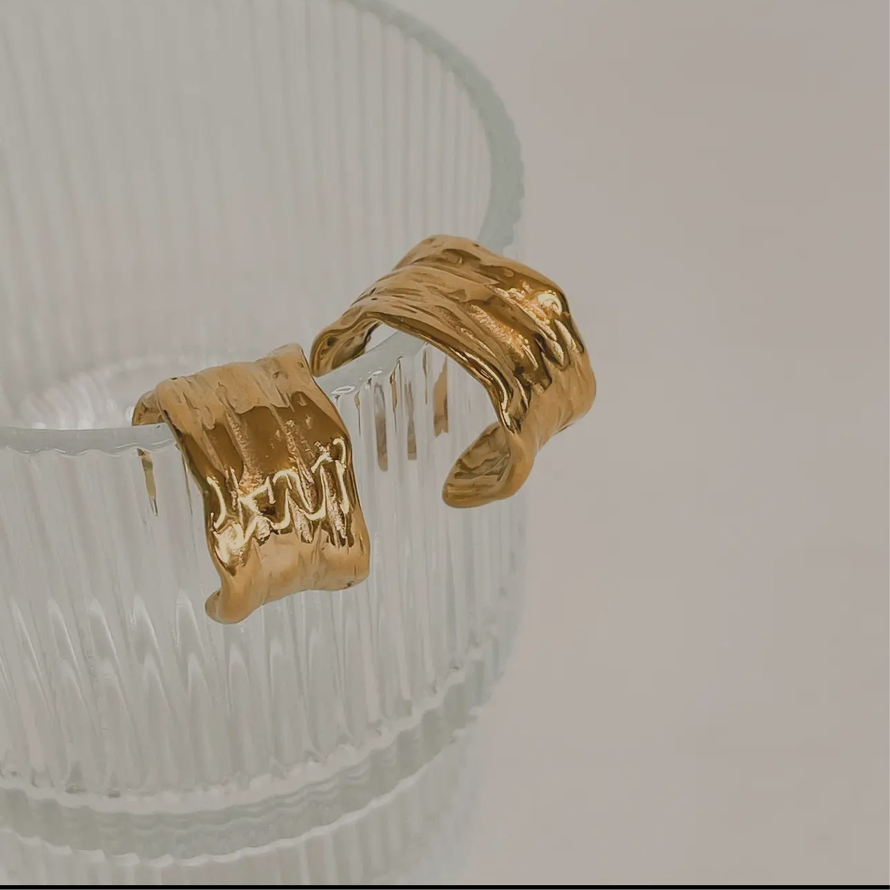 Gina Gold Plated Hammered Hoop Earrings