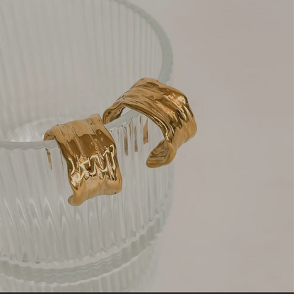 Gina Gold Plated Hammered Hoop Earrings