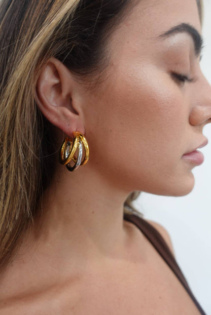 Lexi Two Tone Tri Hoop Earring