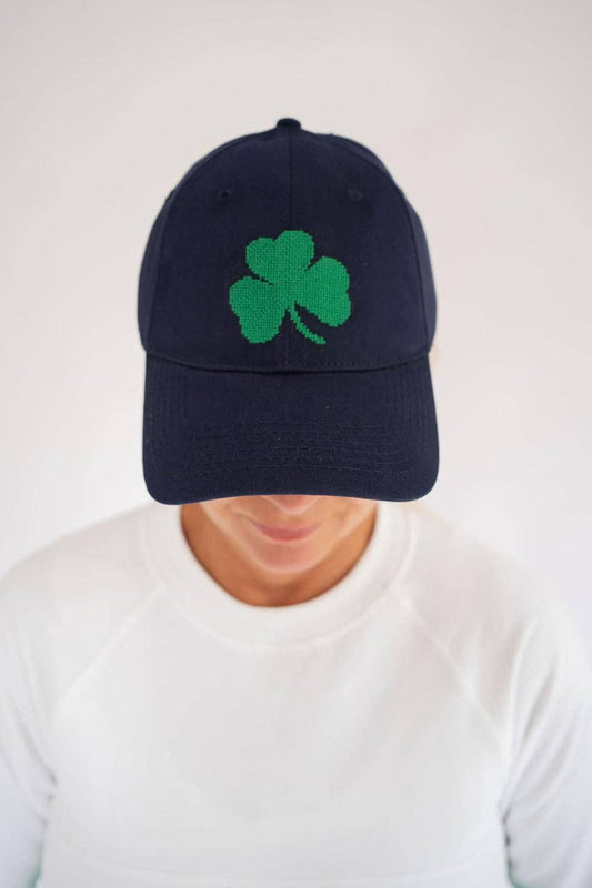 Navy Needle Point Shamrock Baseball Hat