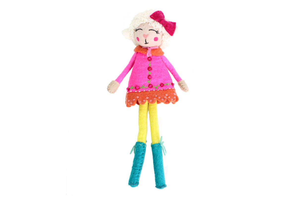 French Knot Lulu Lamb Doll Friend