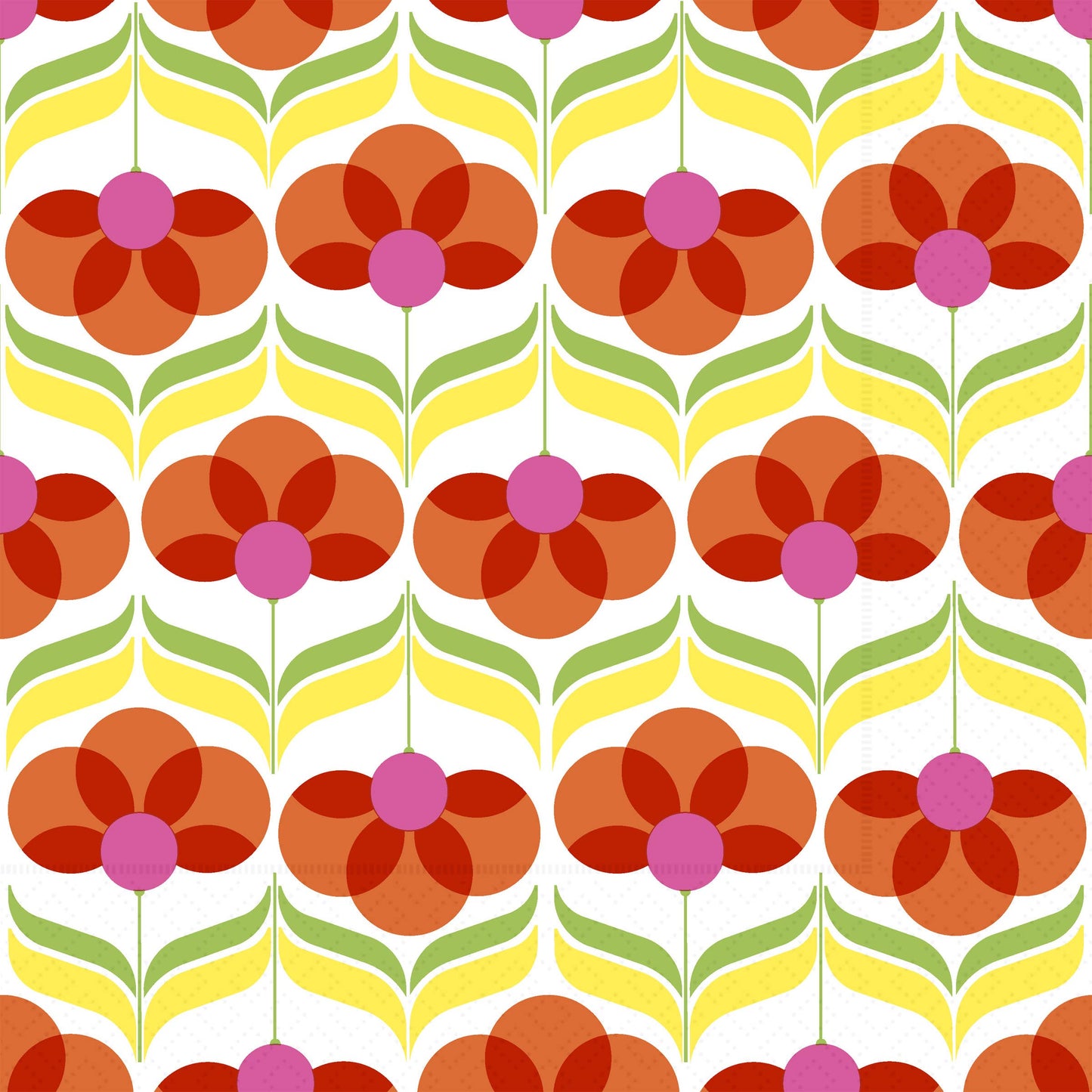 Playful Row Red Paper Cocktail Napkin