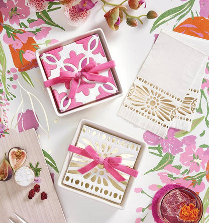 Ceramic Napkin Tray & Napkins - Moroccan Tiles