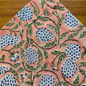 Dark Salmon Pink, Sage Green, Delft Blue Cotton Napkins: Set of 12 20x20 inch