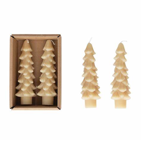 4.75" Unscented Tree Shaped Taper Candle- Eggnog