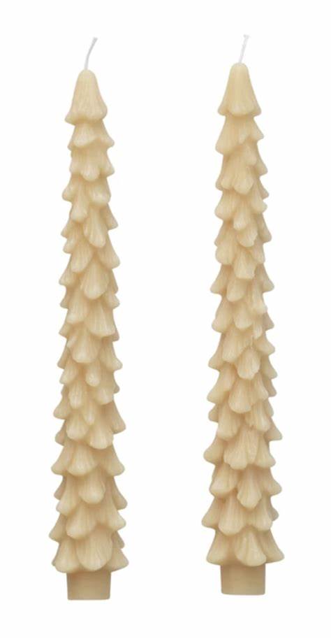 10" Unscented Tree Shaped Taper Candle- Eggnog