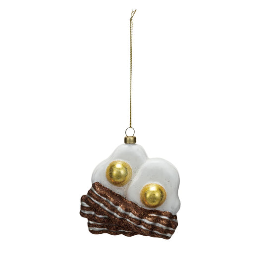 Glass Fried Eggs and Bacon Ornament