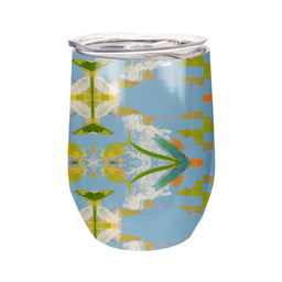 English Garden Blue Wine Tumbler-12oz