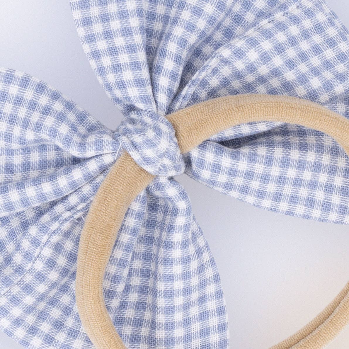 Angel Dear Micro Gingham Blue Blizzard | Bow on Headband