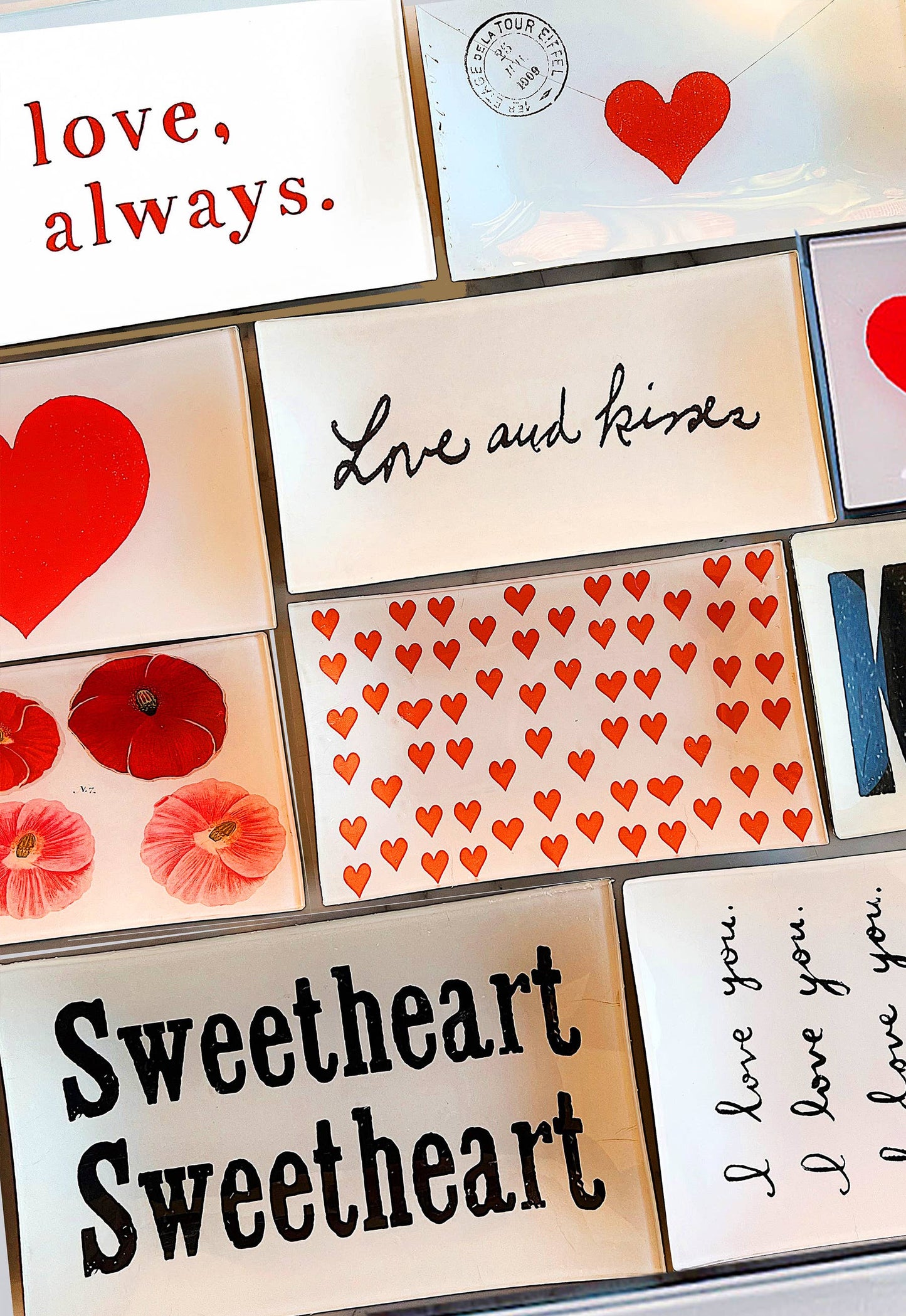 Ben's Garden I Love You With A Thousand Hearts Decoupage Glass Tray 4"X 6"