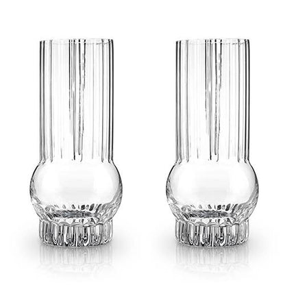 Art Deco Crystal Highball Glasses - Set of 2
