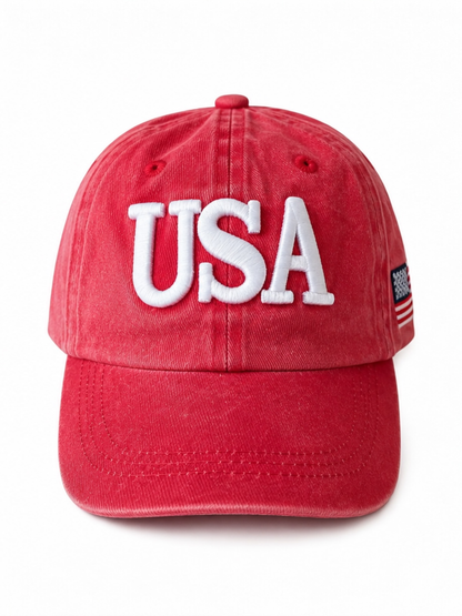 SpearmintLOVE USA Baby/Kids Baseball Hat | Vintage Red