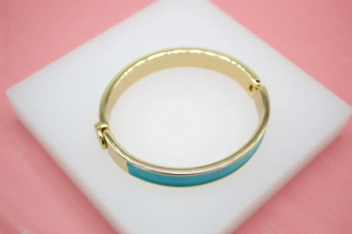 Tiffany Blue Enamel Latch Bangle Bracelet